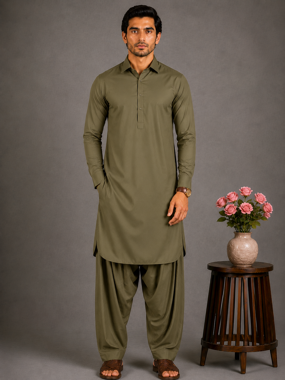China Bosky Wash Wear Premium Collection For Men Olive Green (3) China Bosky Wash Wear Premium Collection For Men | Olive Green - Image 1