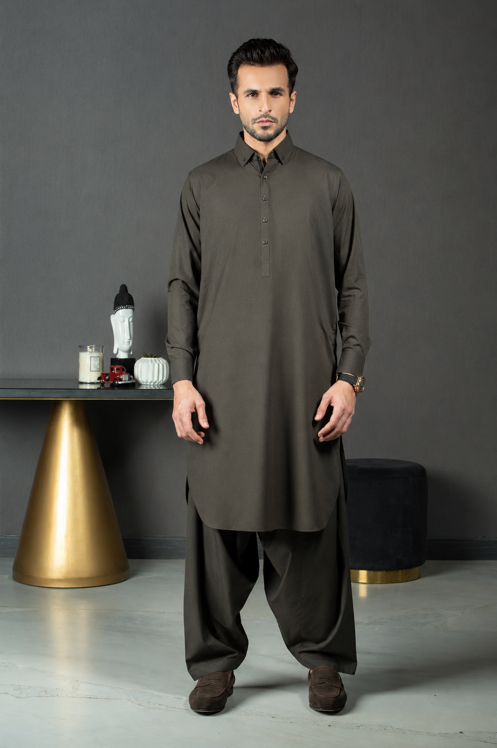 dark olive (2) Maharaja Suiting | Dark Olive - Image 1