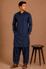Kasturi Wash Wear Premium Fabric | Navy Blue