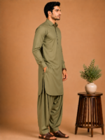 Kasturi Wash Wear Premium Fabric | Olive Green - Image 2