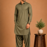 Kasturi Wash Wear Premium Fabric | Olive Green