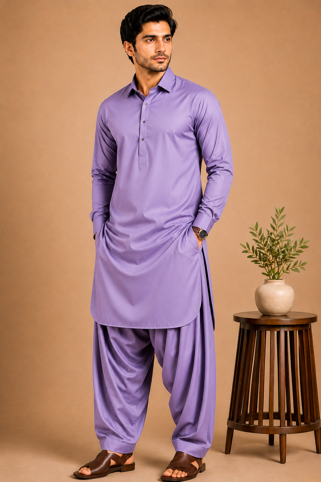 lavender (3) Kasturi Wash Wear Premium Fabric | Levander - Image 1