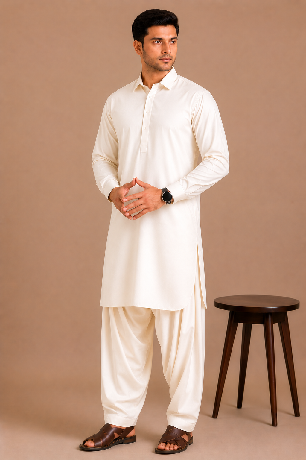 off-white shaffer (3) Kasturi Wash Wear Premium Fabric | Off-White - Image 1