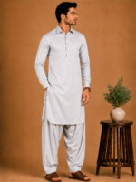 Kasturi Wash Wear Premium Fabric | Silver Foil